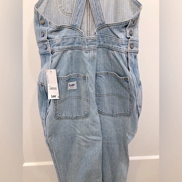 NWT Free People x Lee Factory Flare Overalls Vibrant Blue Denim Small Festival - Picture 12 of 15